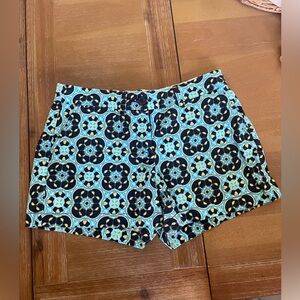 crown & ivy Navy and Aqua Tile-Print High Waist Women’s Shorts